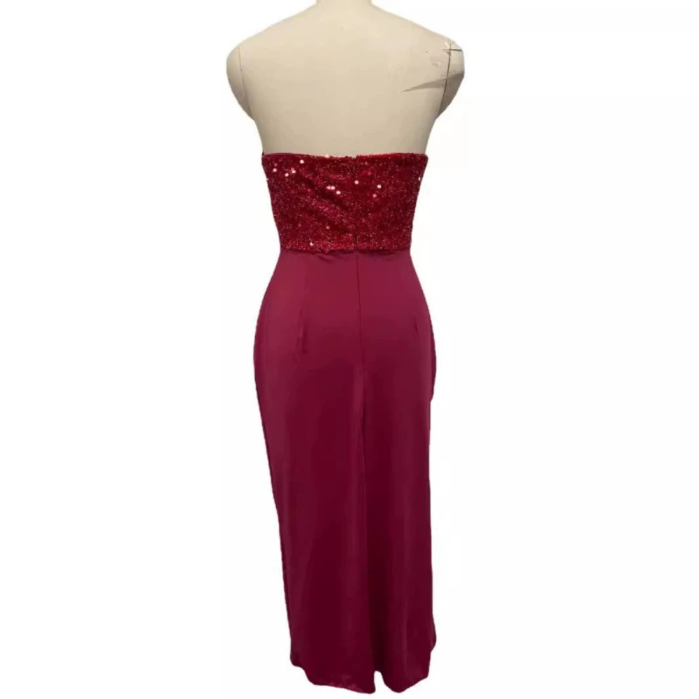 ZARA Red Sequin Sleeveless Fairy Midi Evening Dress Elegant Gown